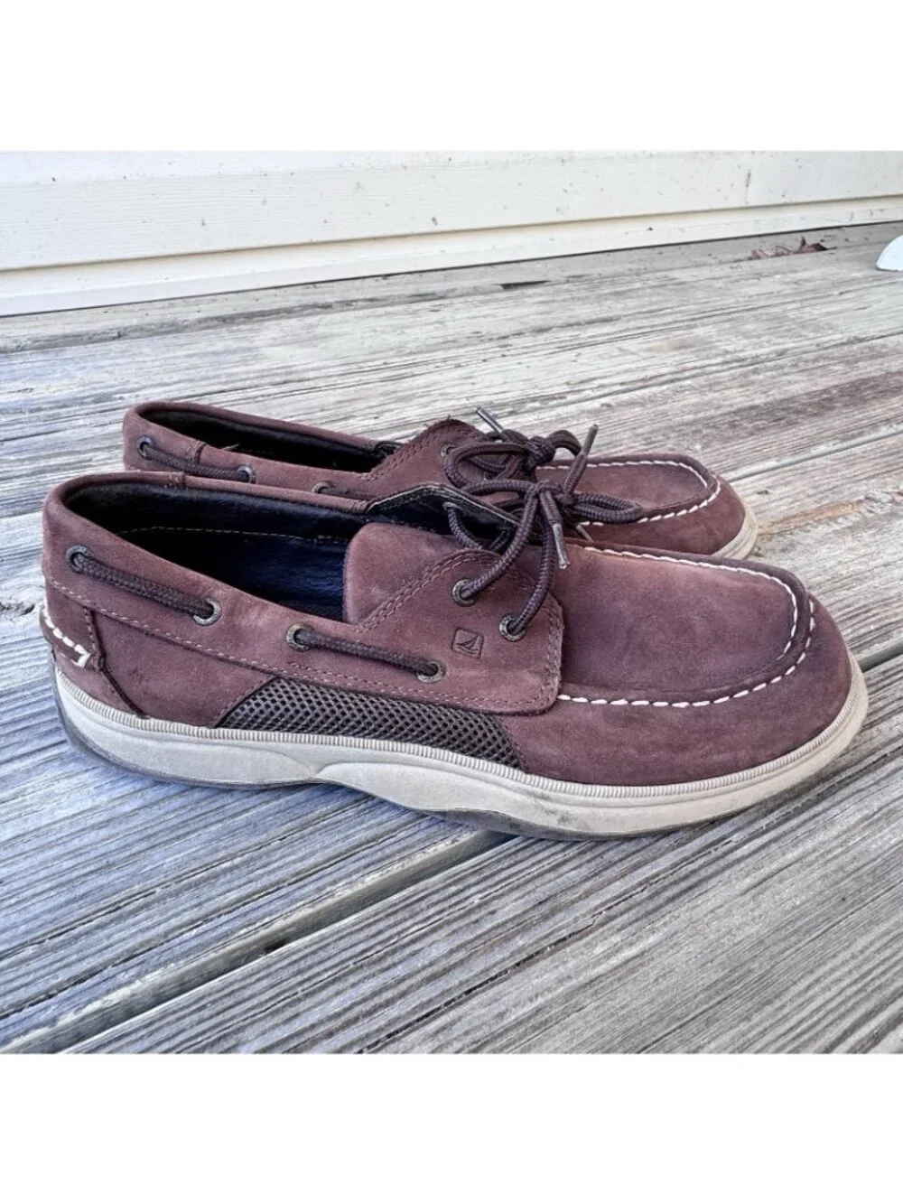 Sperry Intrepid Top Sider Boat Shoes Boys Size 7 7M Brown Leather Lace Up